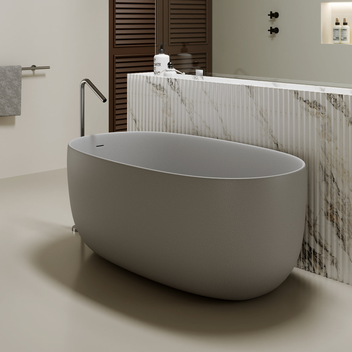 51'' Freestanding Bathtub Resin Stone Soaking Bathtub