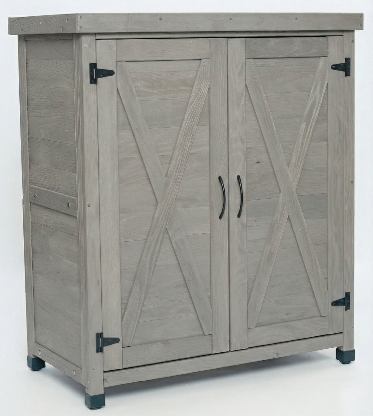 Potting Bench with Storage Cabinet and Metal Table Top