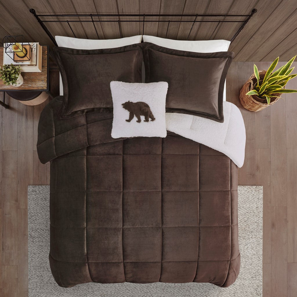 Full/Queen Plush to Sherpa Down Alternative Comforter Set