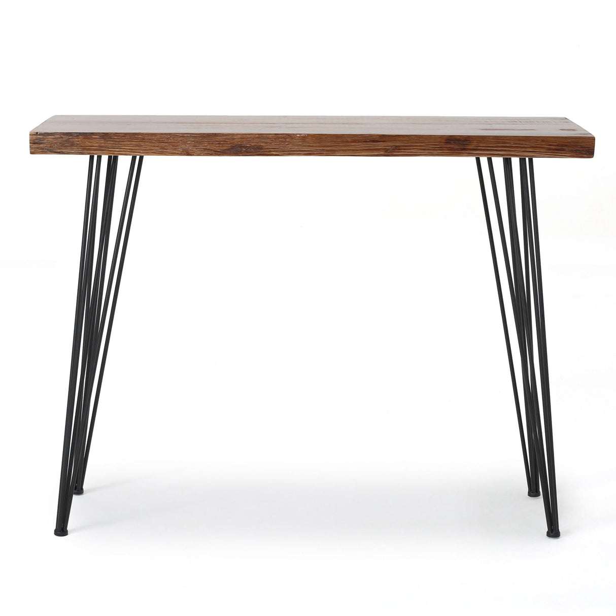 Modern Industrial Breakfast Bar Table, Metal Hairpin Legs & Wood Veneer Top - Natural - Best Buy Furniture
