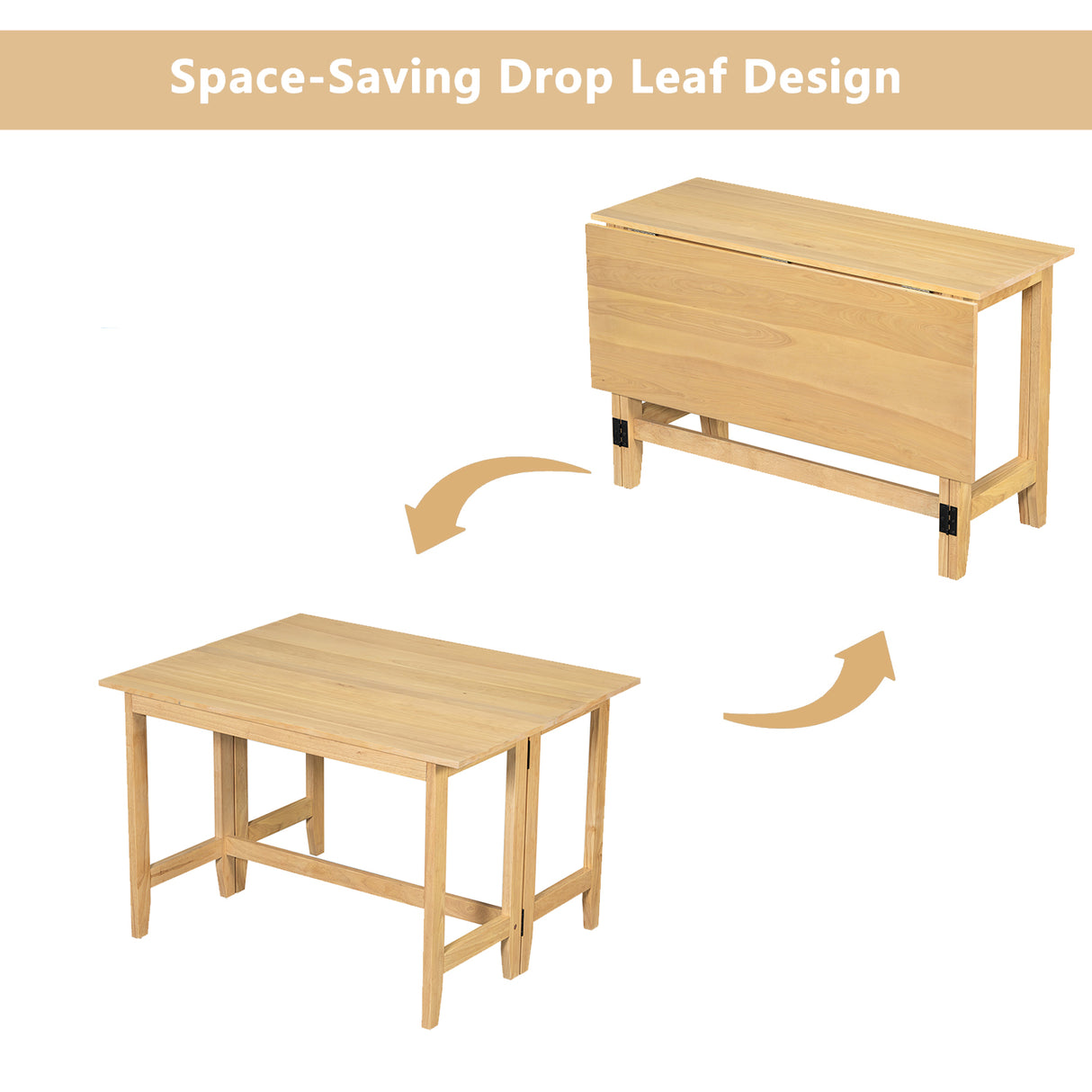 TOPMAX Farmhouse Wood Extendable Dining Table with Drop Leaf