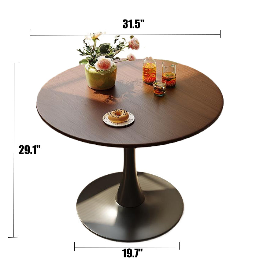 Walnut Color Round Dining Table - Modern Design