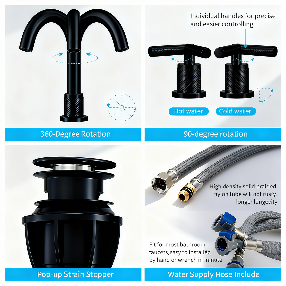 Bathroom Faucet 2 Handle Matte