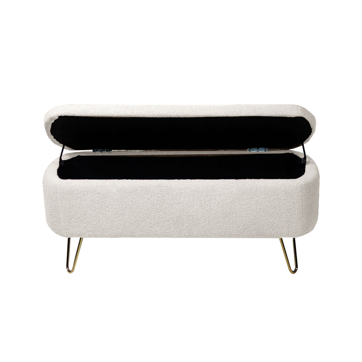 Storage Ottoman Bench For End Of Bed Legs, Modern Camel Faux Fur Entryway Bench Upholstered Padded With Storage For Living Room Bedroom