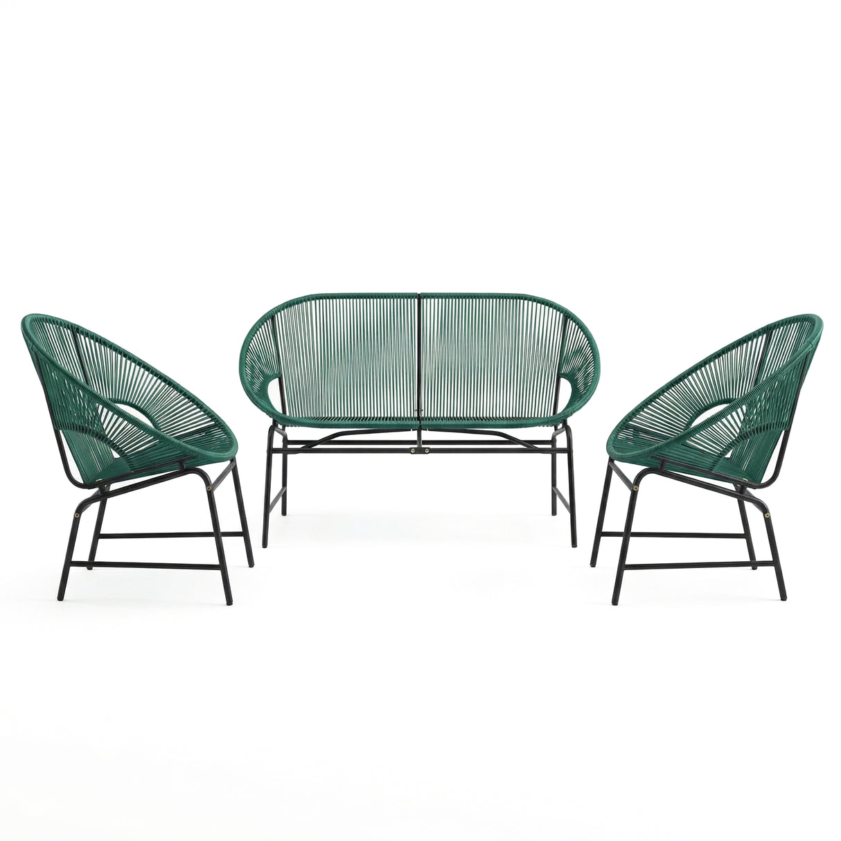 Nusa Outdoor Patio Wicker 3-Piece Chat Set