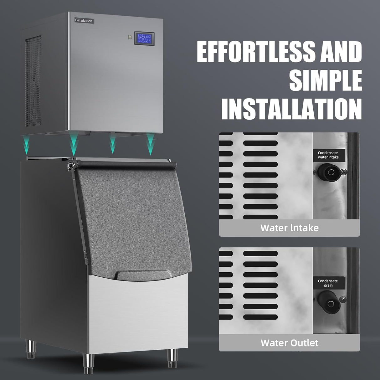 Commercial Ice Maker Machine, 661lbs/24h with Storage Bin