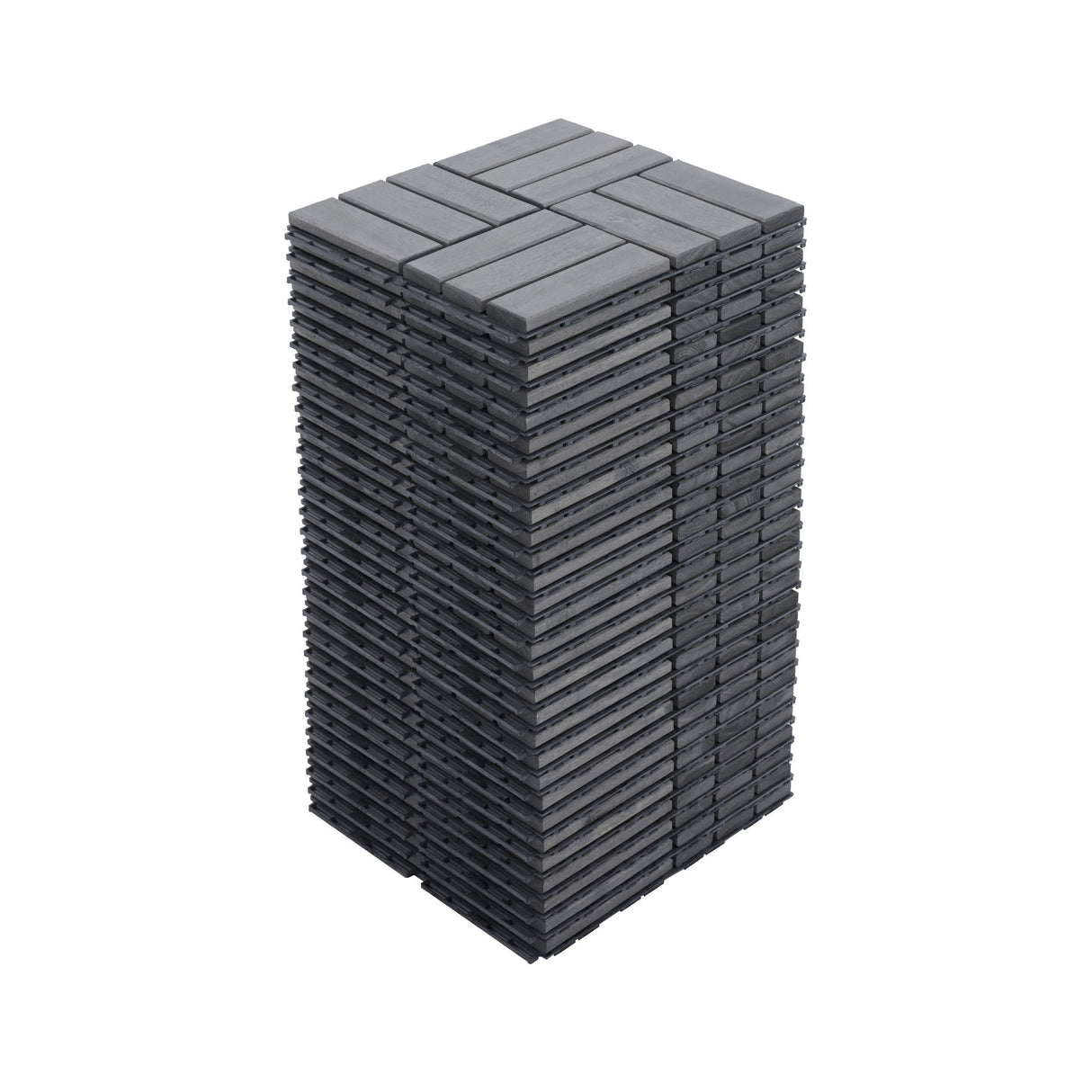 Acacia Wood Interlocking Deck Tiles Checker Pattern For Outdoor Flooring