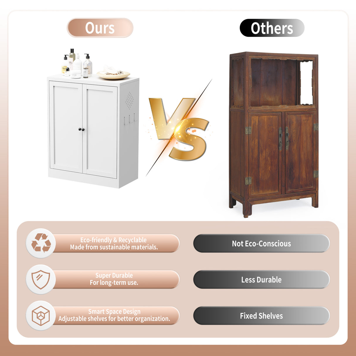 34.6" Freestanding Pantry Cabinet