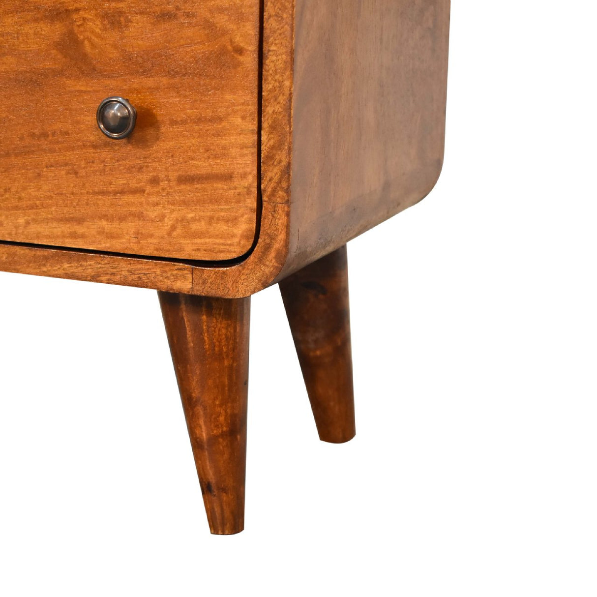Solid Wood Mini Curved Chestnut Chest, 3-Drawer, Nordic Legs