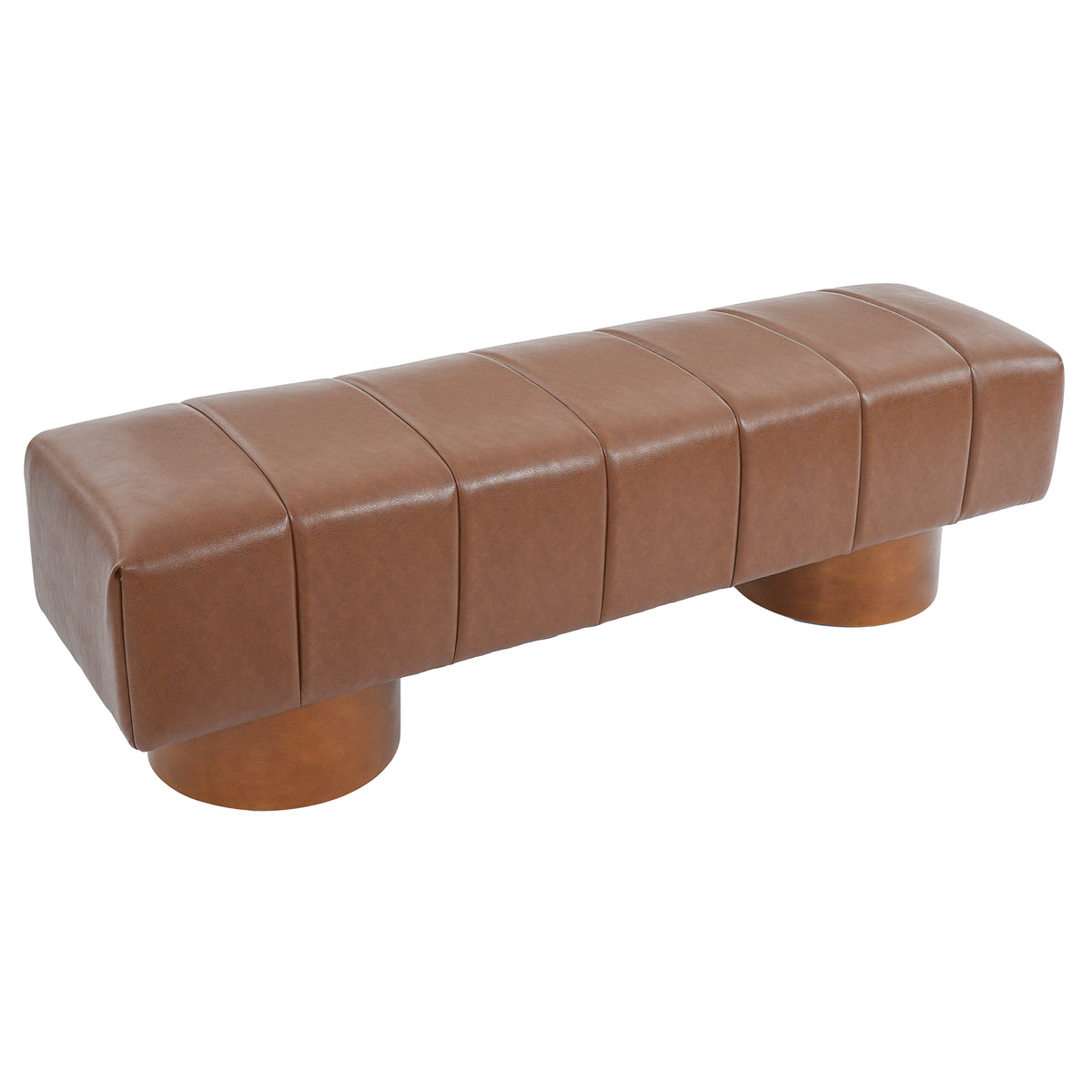 Brown PU Upholstered Indoor Dining Bench