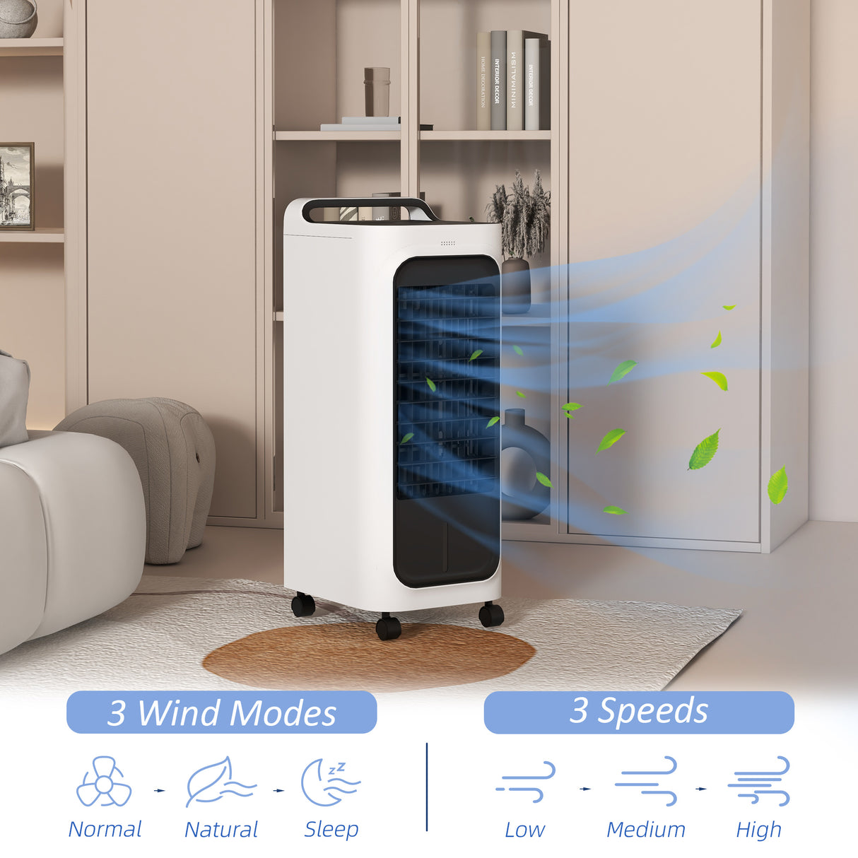 HOMCOM 26" Evaporative Air Cooler with Ice Packs