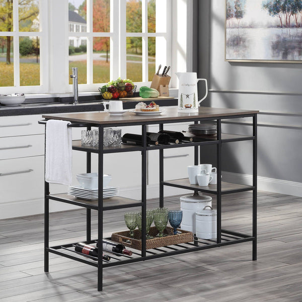 Lona - Kitchen Island - Rustic Oak / Black - Best Buy Furniture