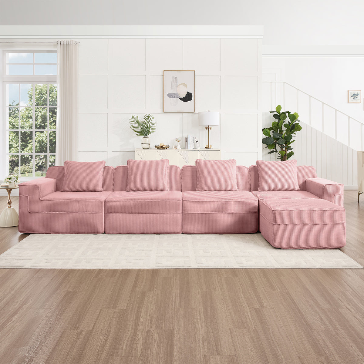 Modular 4 Seat L Shape Sectional Boneless Sofa