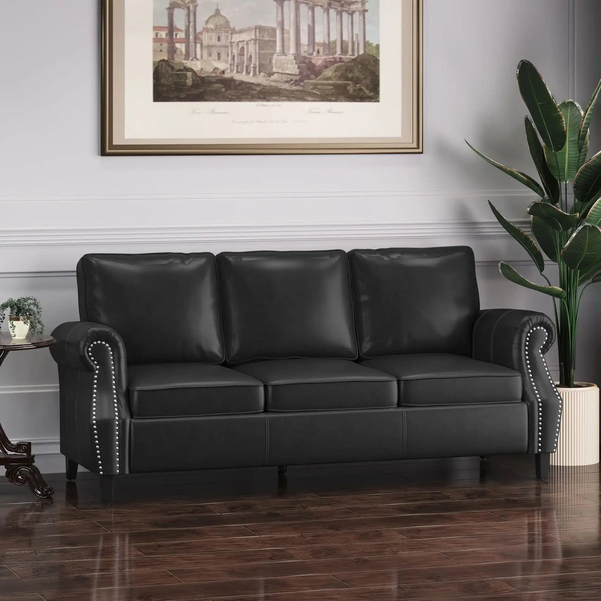 Contemporary 3 Seater Sofa With Nailhead Trim - Best Buy Furniture