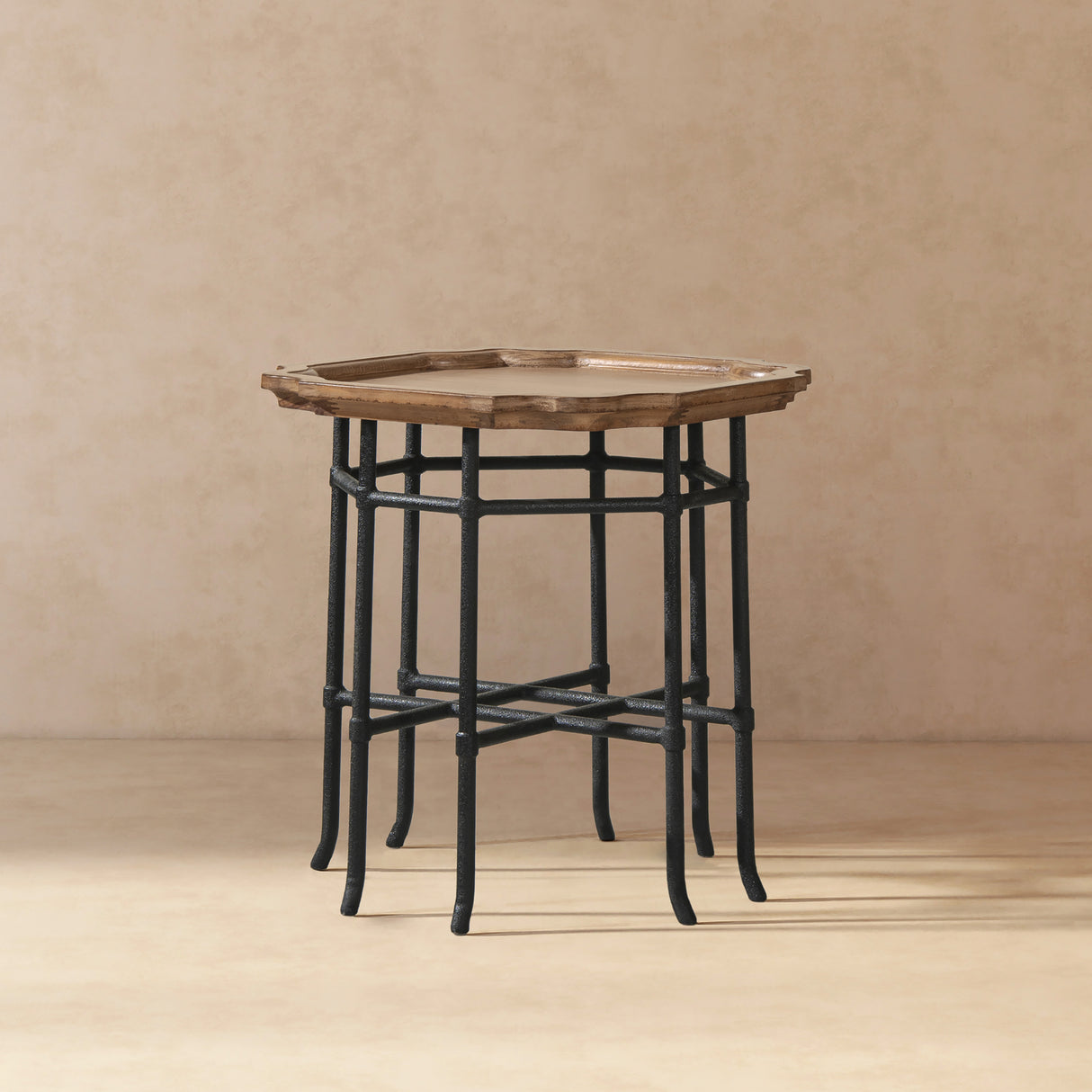 Foundry 24" Square Reclaimed Pine Wood & Iron Side Table Antique