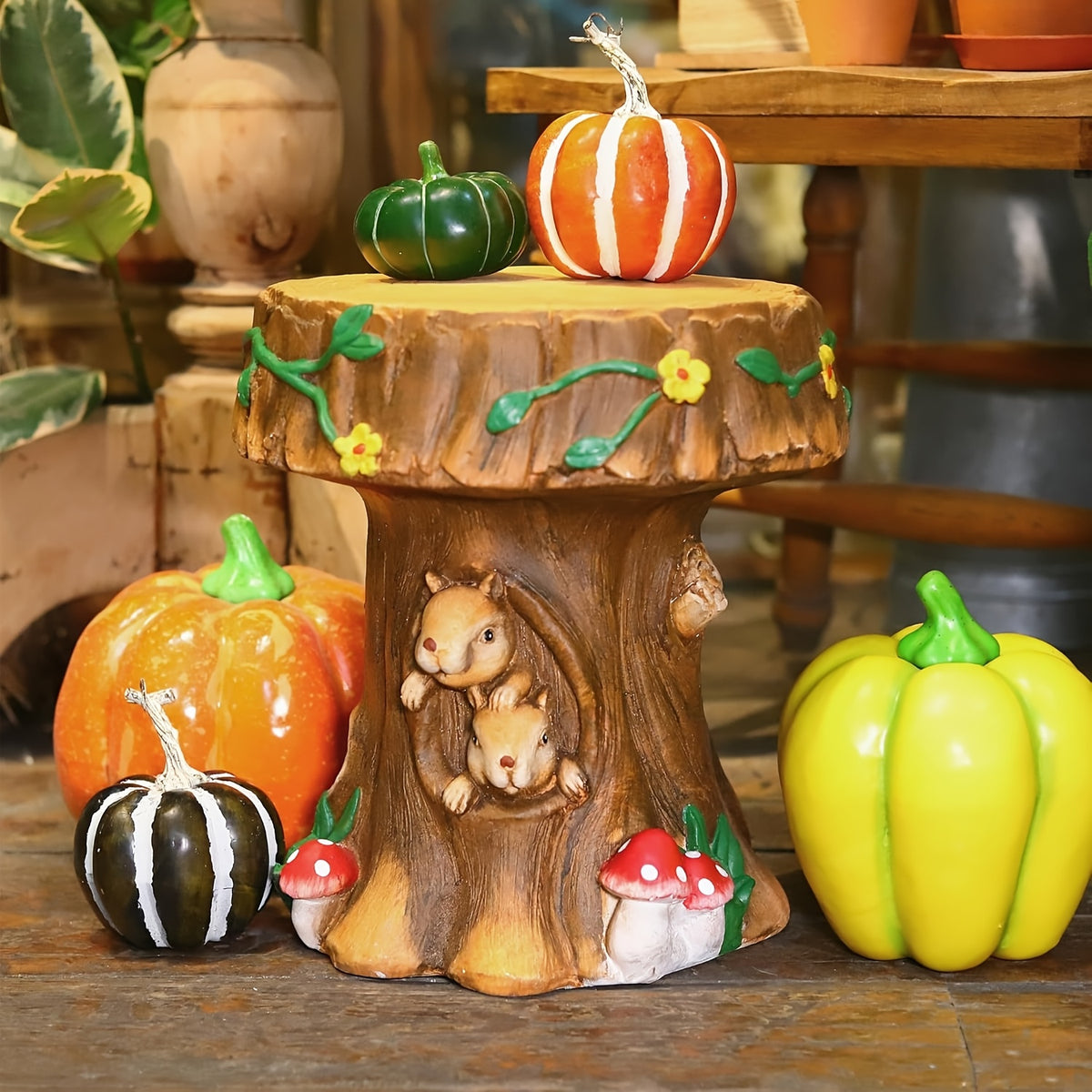 12.6" Resin Squirrel Garden Chair