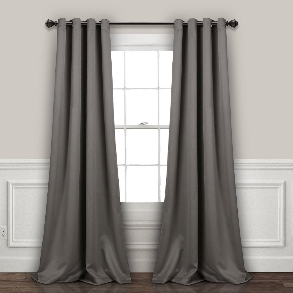 LushDecor Insulated Grommet Blackout Window Curtain Panel Set in Dark Gray - view 2