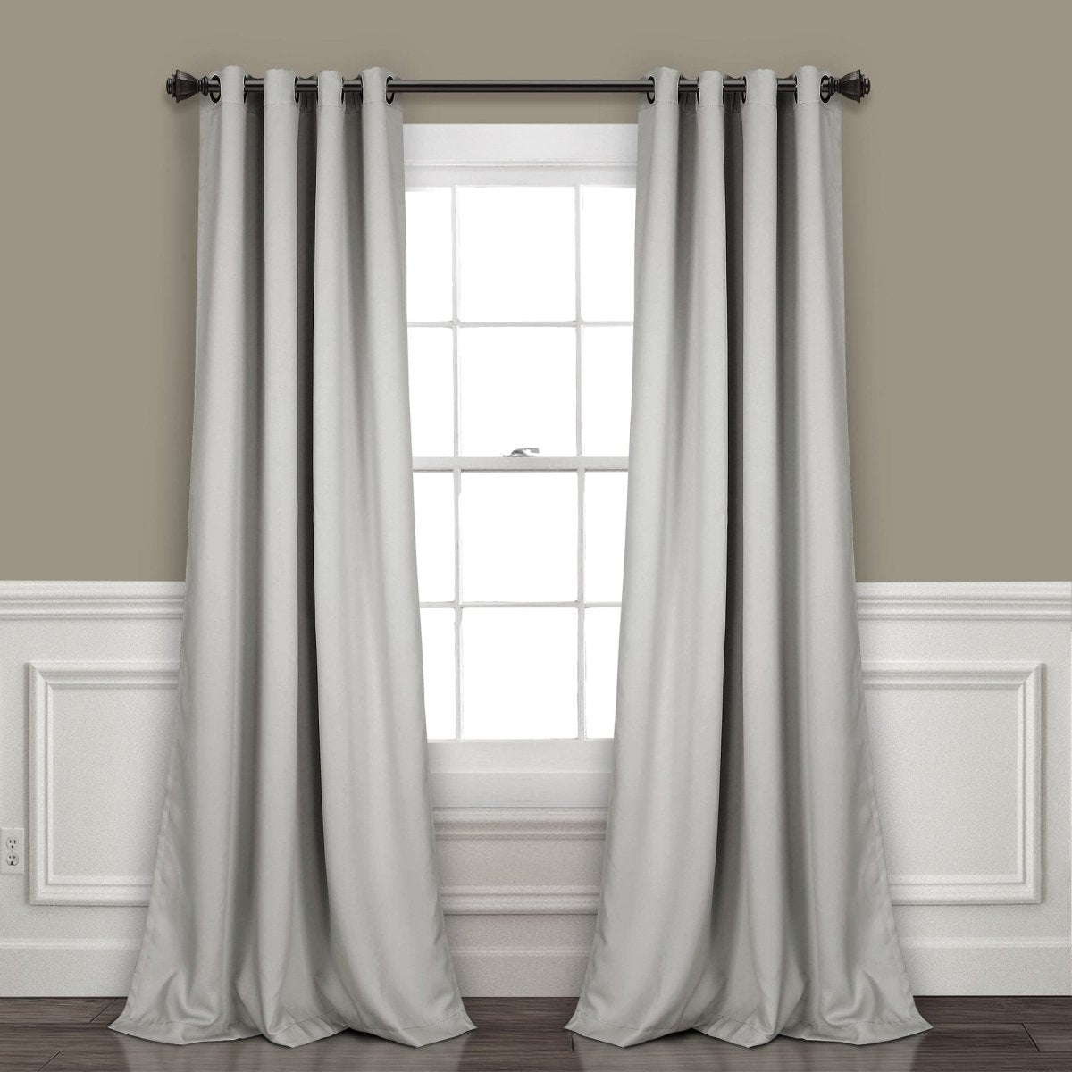 LushDecor Insulated Grommet Blackout Window Curtain Panel Set in Light Gray - view 2