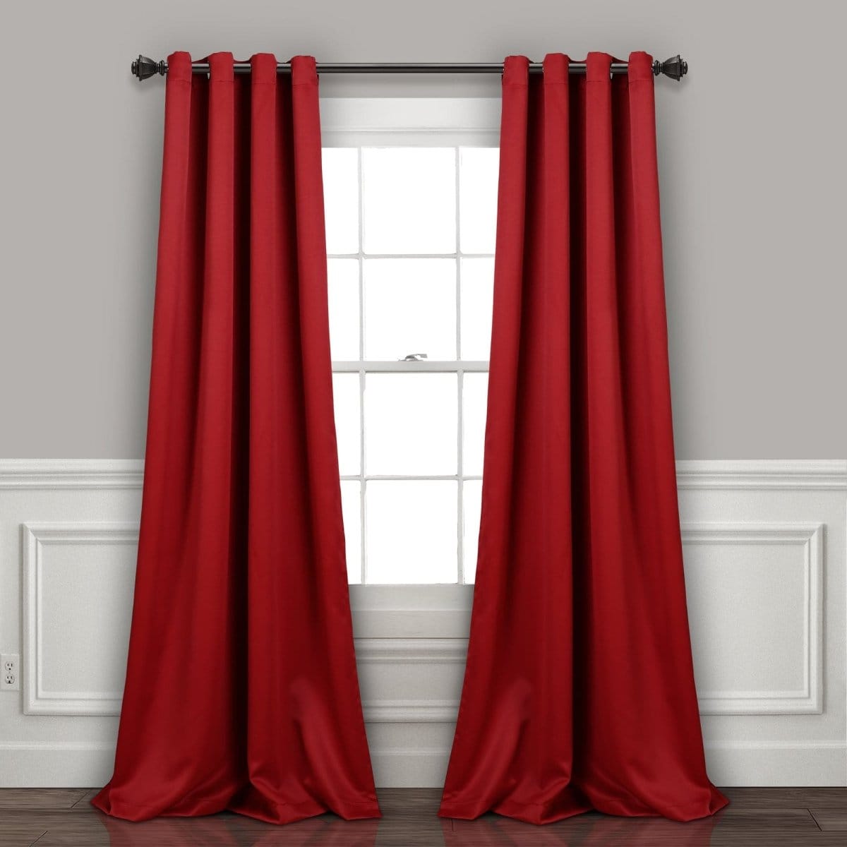 LushDecor Insulated Grommet Blackout Window Curtain Panel Set in Red - view 2