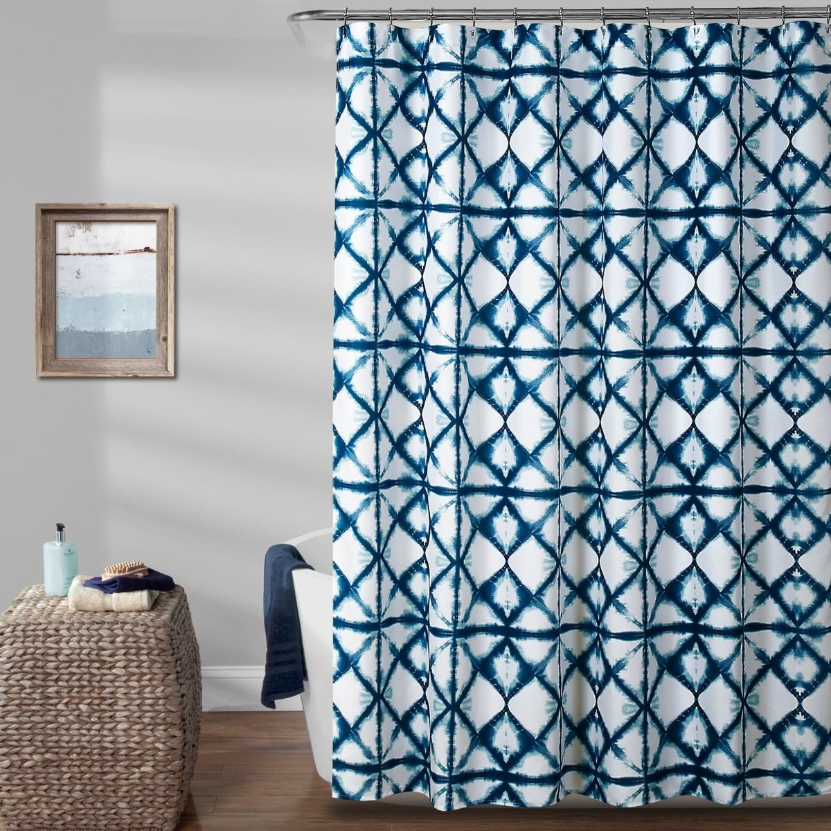 Geo Shibori Navy Shower Curtain 72 x 72 Inches