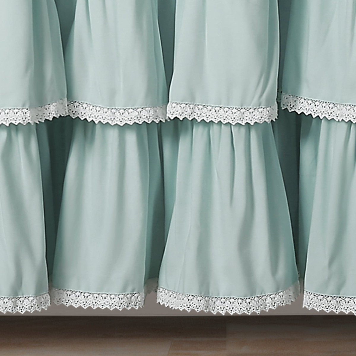 Lace Ruffle Shower Curtain with Lace Trim