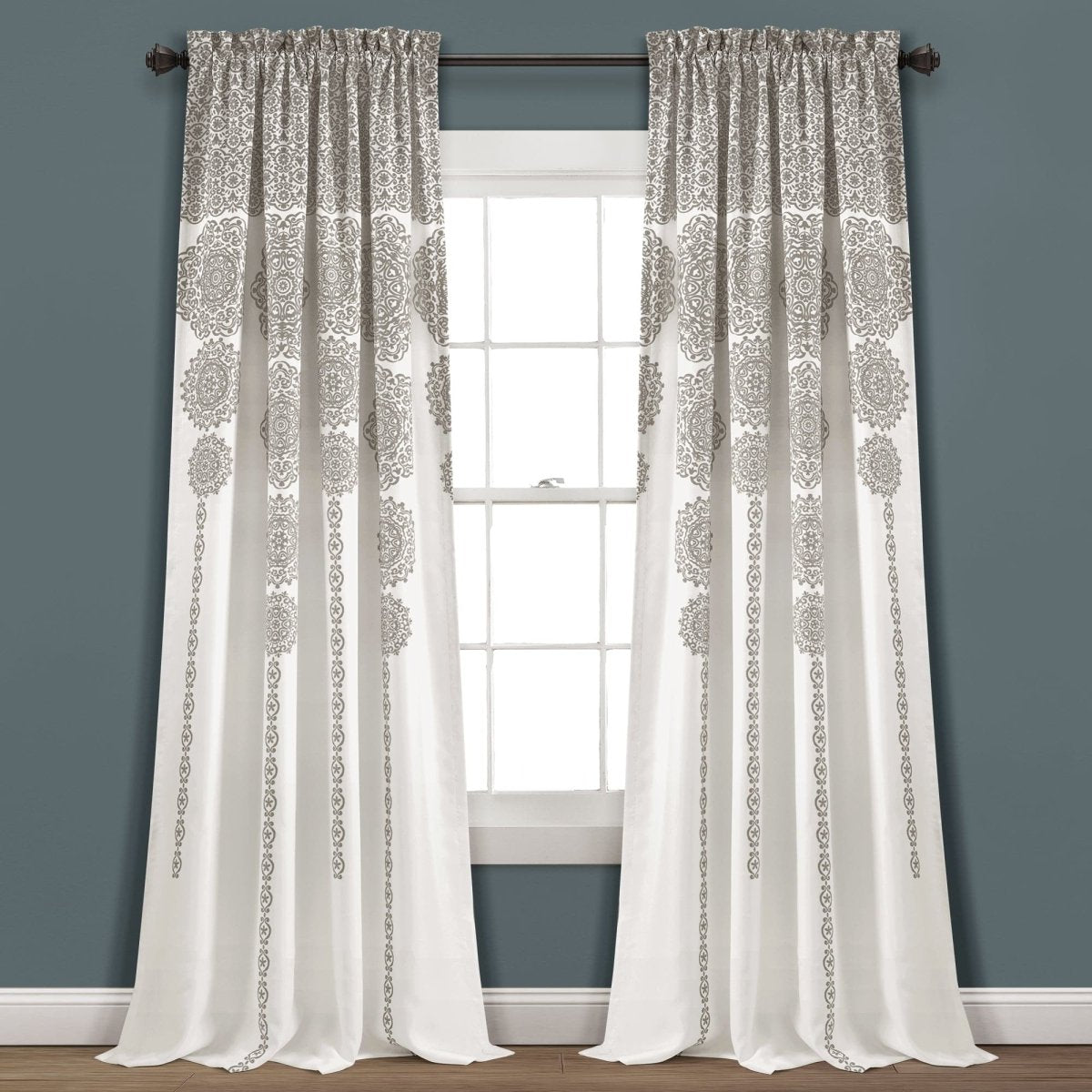 Stripe Medallion Light Filtering Window Curtain Set