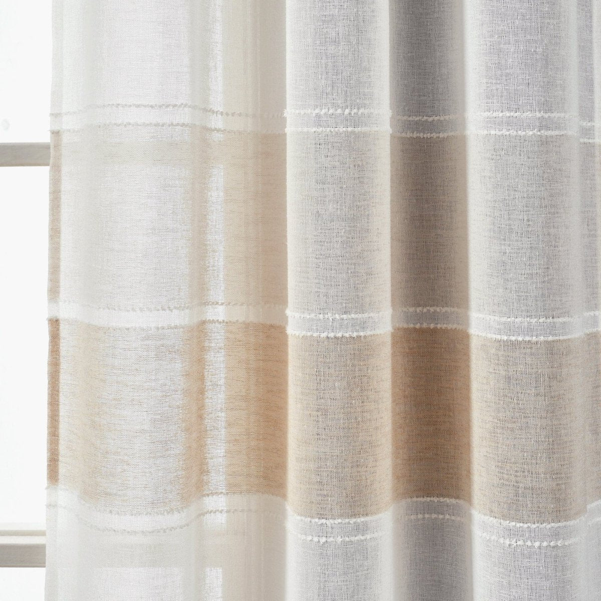 Textured Stripe Grommet Sheer Window Curtain Panel Set