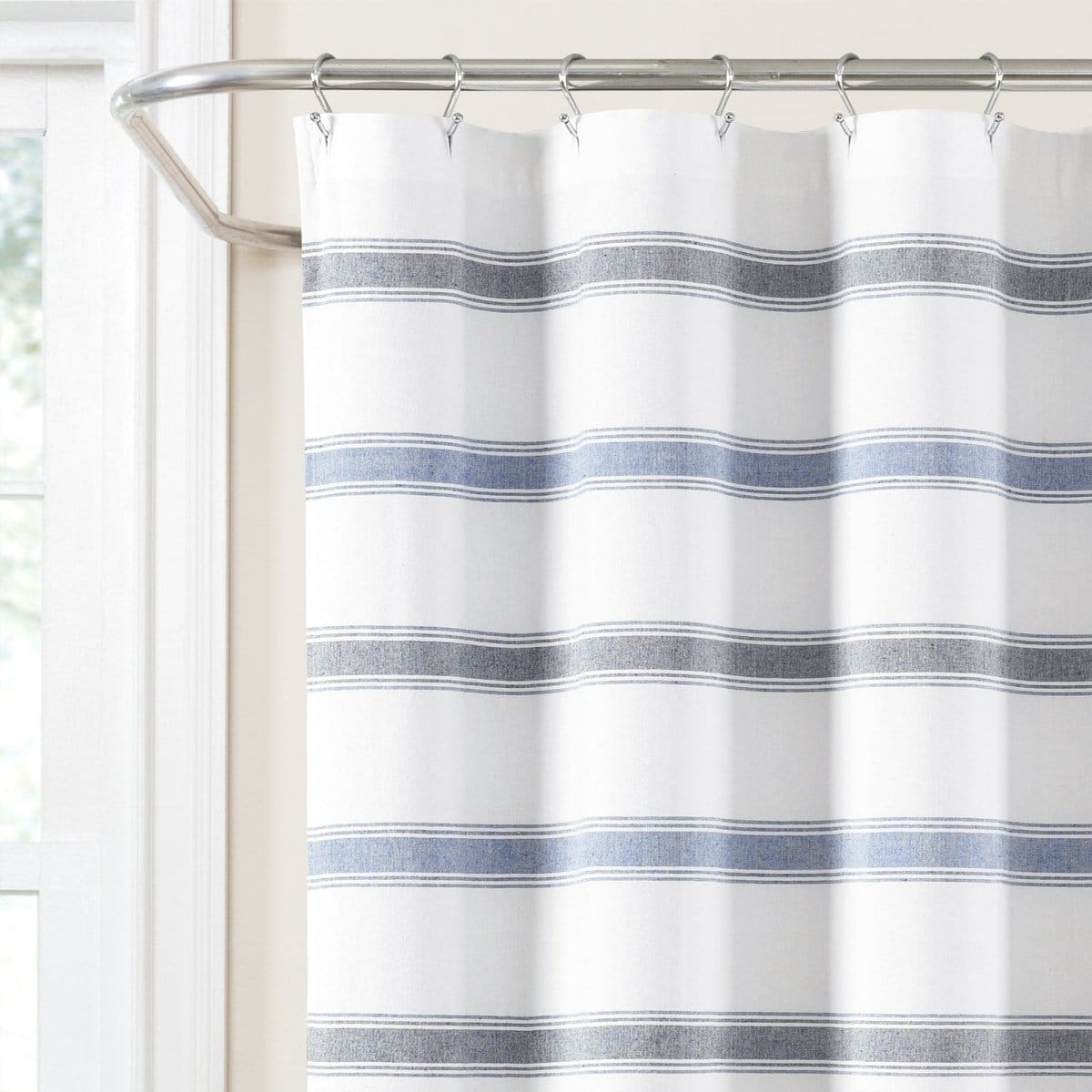LushDecor Stripe Woven Textured Yarn Dyed Recycled Cotton Shower Curtain - view 2