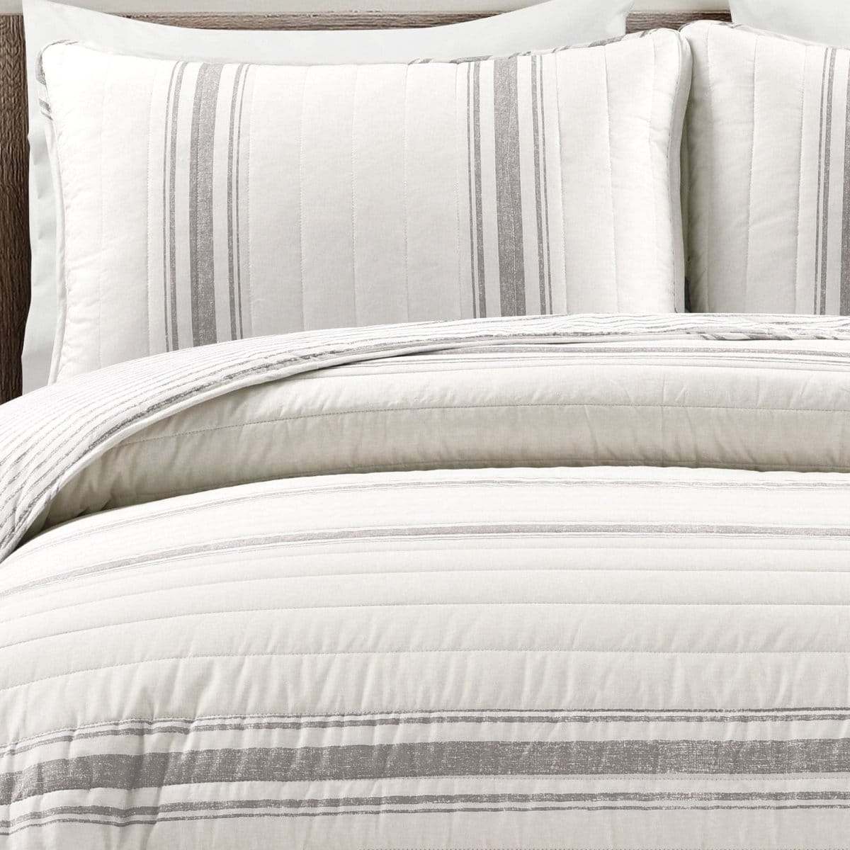 LushDecor Farmhouse Stripe Reversible Cotton Quilt Set - view 8