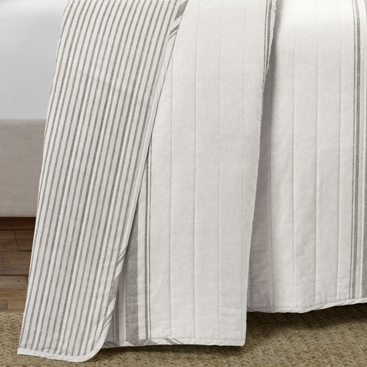 LushDecor Farmhouse Stripe Reversible Cotton Quilt Set - view 9