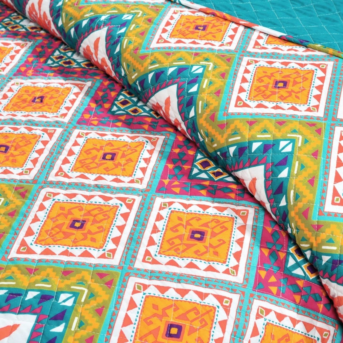 LushDecor Boho Chevron Reversible Cotton Quilt 3 Piece Set - view 2