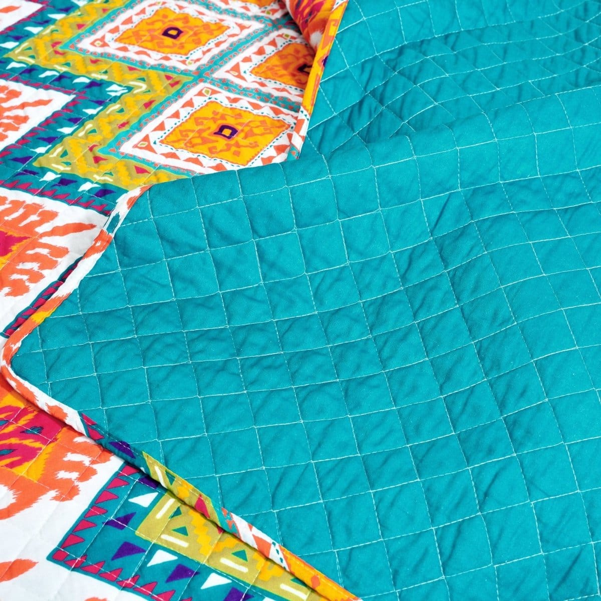 LushDecor Boho Chevron Reversible Cotton Quilt 3 Piece Set - view 3