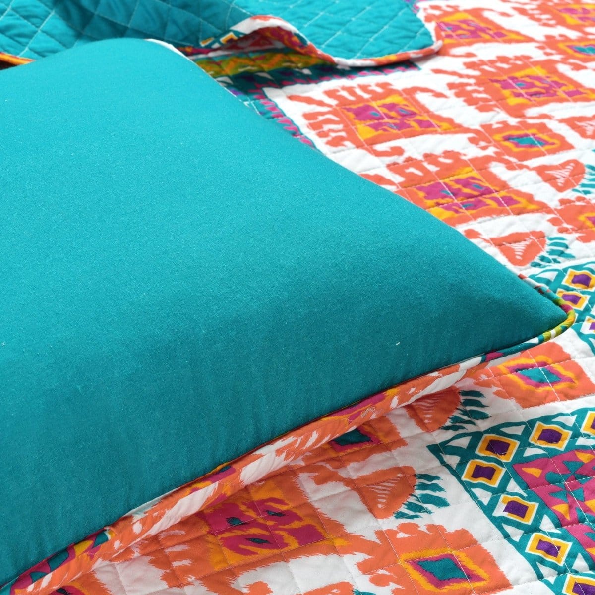 LushDecor Boho Chevron Reversible Cotton Quilt 3 Piece Set - view 5