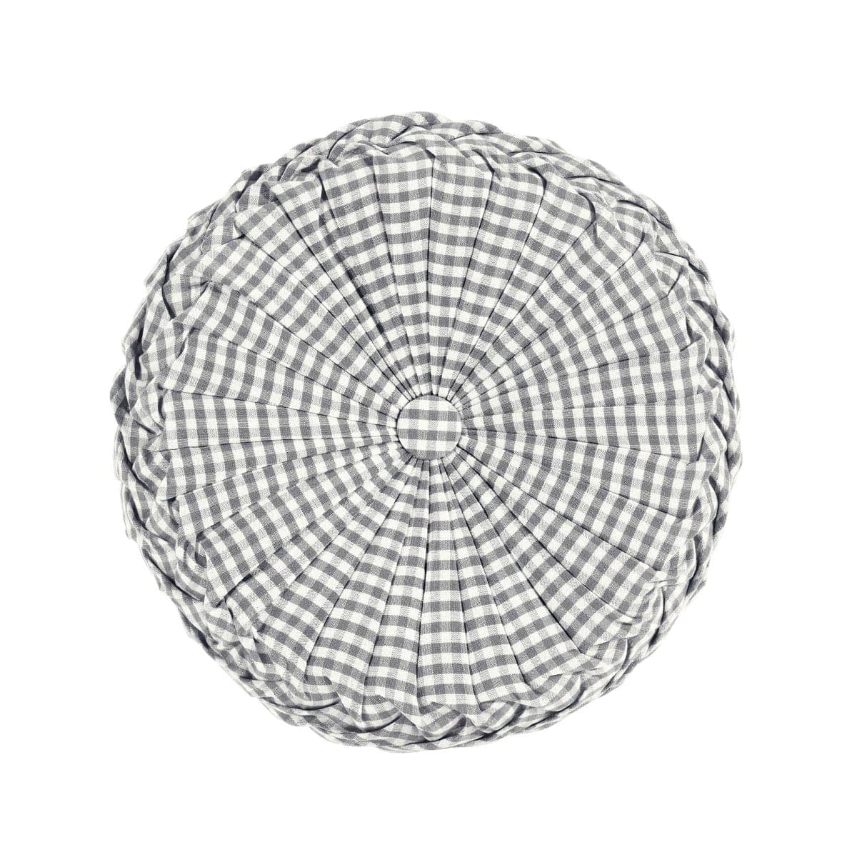 LushDecor Gingham Check Yarn Dyed Pleated Decorative Pillow in Gray_Off-White