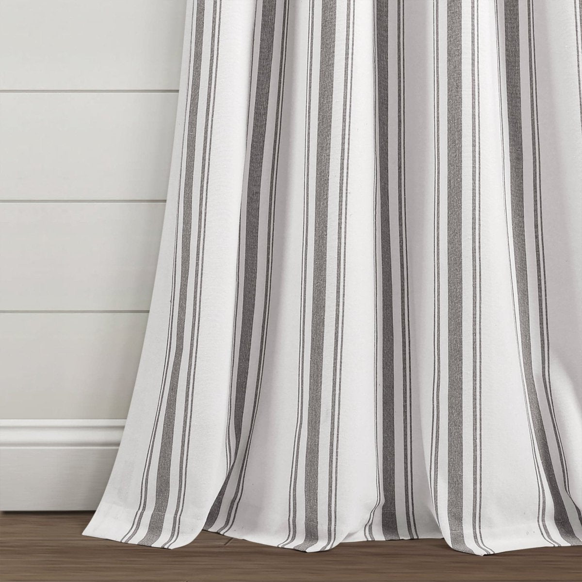 Farmhouse Stripe Yarn Dyed Recycled Cotton Blend Window Curtain Panel Set