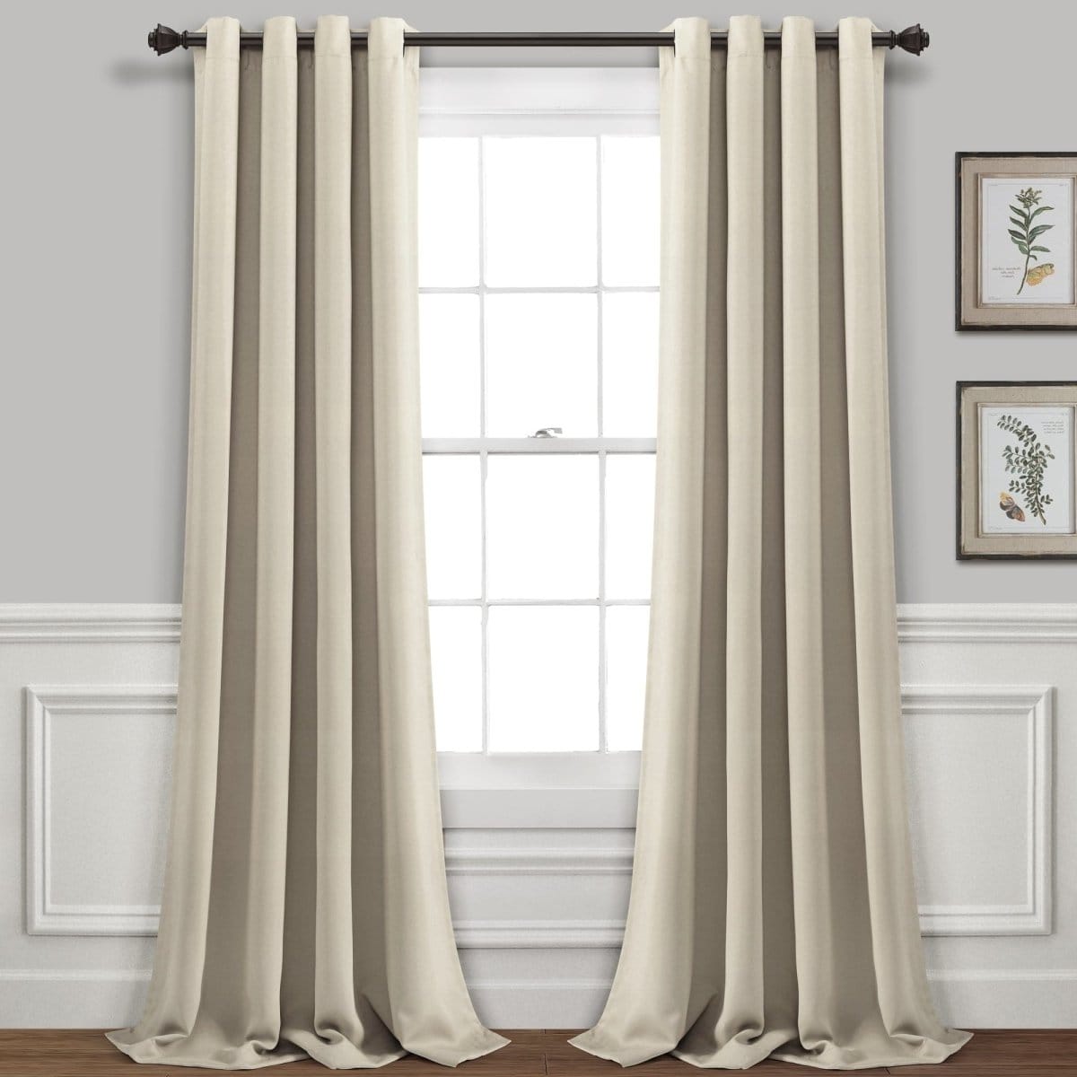 LushDecor Insulated Grommet Blackout Window Curtain Panel Set in Neutral