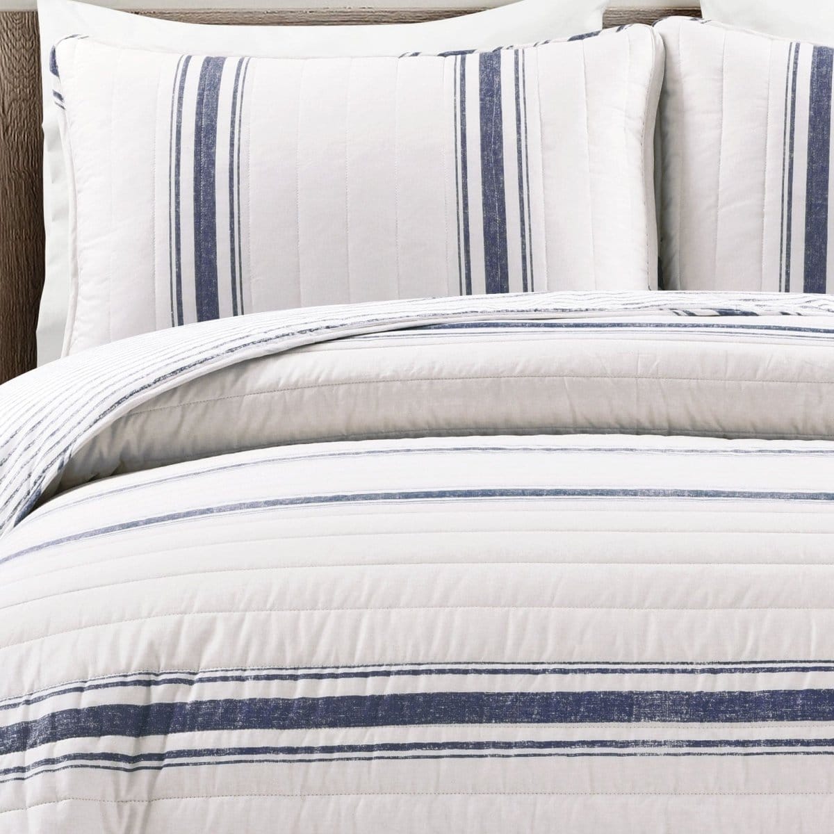 LushDecor Farmhouse Stripe Reversible Cotton Quilt Set - view 3