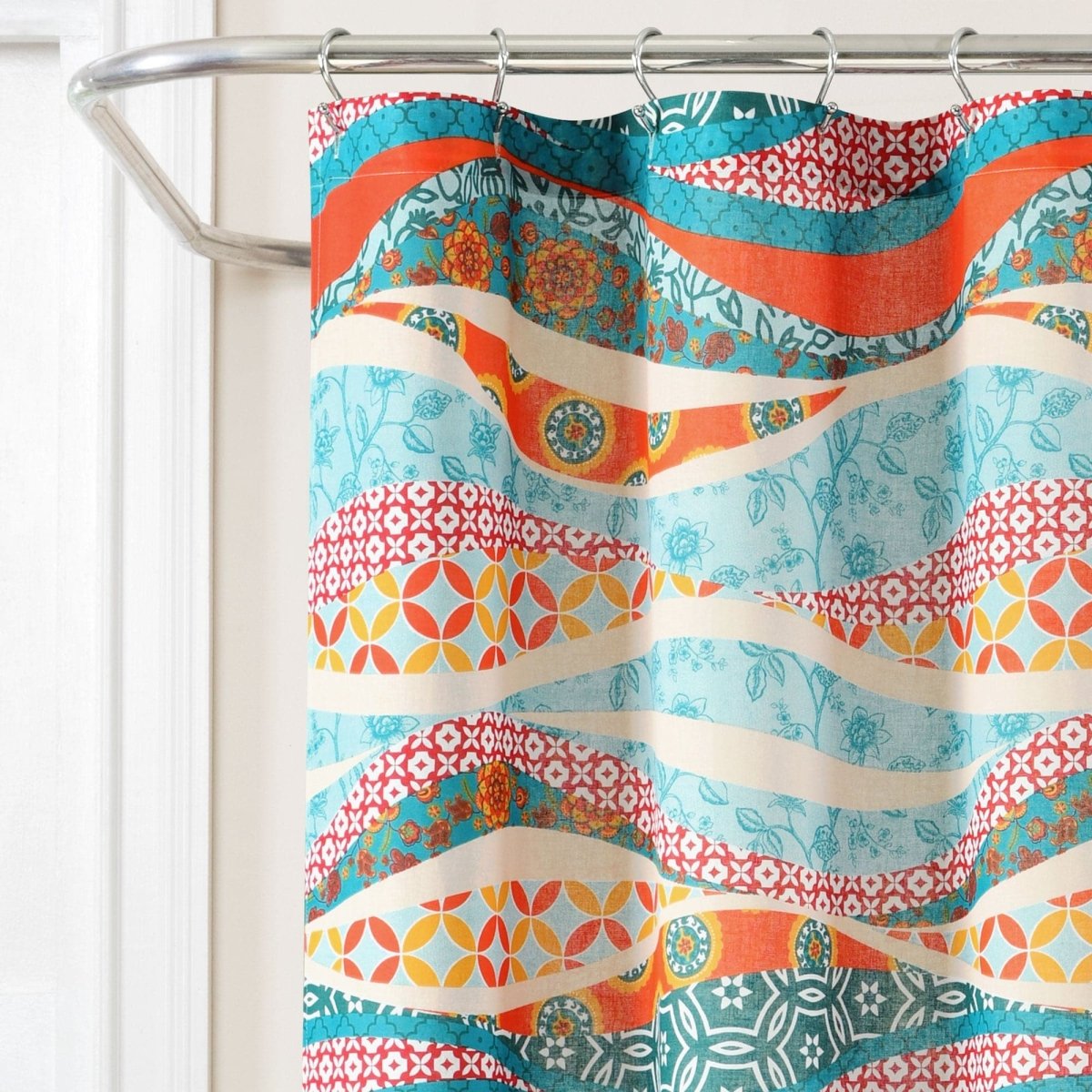Hailey Watercolor Wave Cotton Shower Curtain 72" x 72"