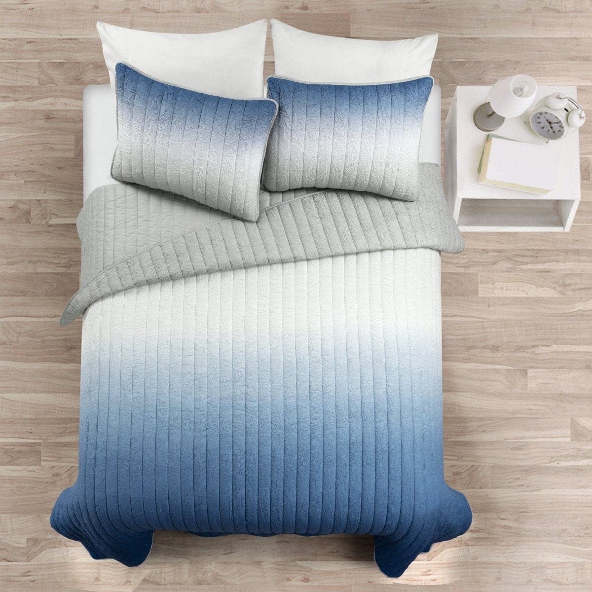 LushDecor Crinkle Ombre Oversized Quilt 3 Piece Set