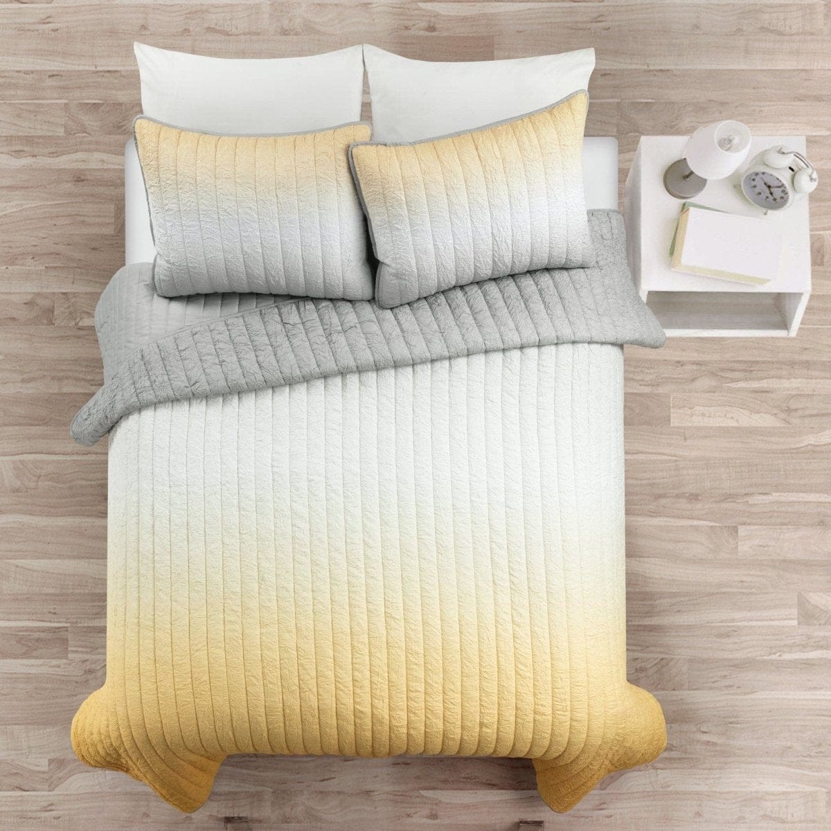 LushDecor Crinkle Ombre Oversized Quilt 3 Piece Set - view 10