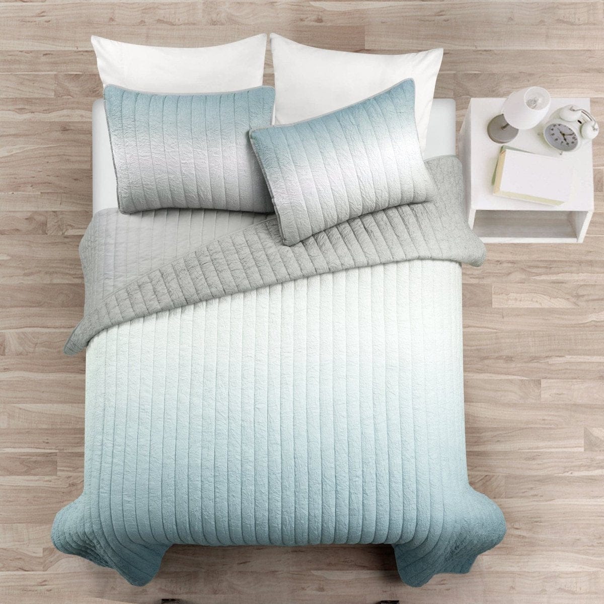 LushDecor Crinkle Ombre Oversized Quilt 3 Piece Set - view 16