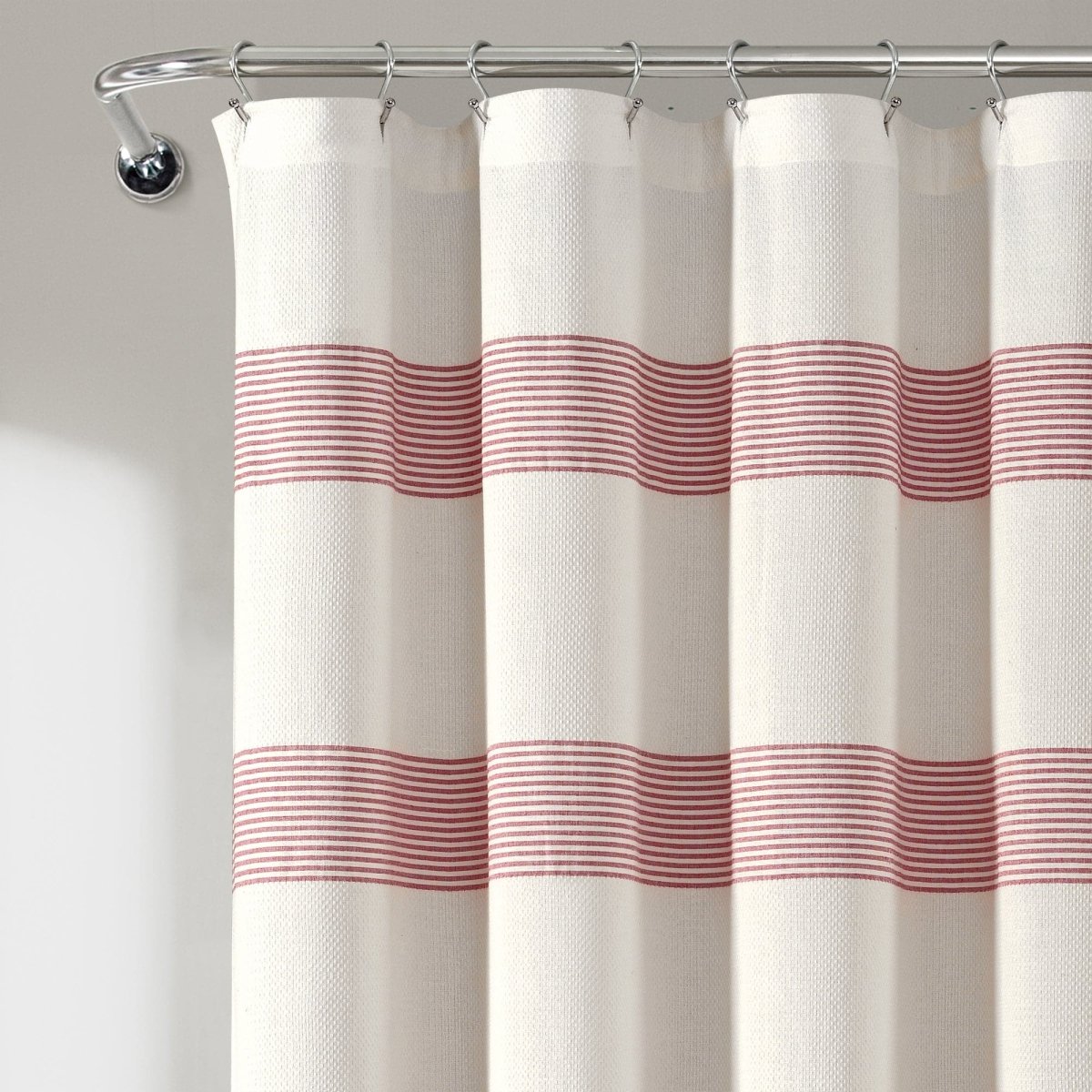 Tucker Stripe Yarn Dyed Knotted Tassel Shower Curtain