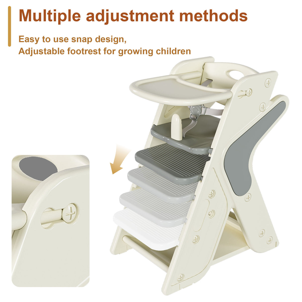 Multifunctional Growing Up Dining Chair With Adjustable Height And 5 Point Seat Belts