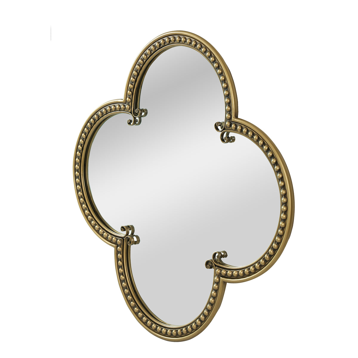 Quatrefoil Mirror with Large Beaded Metal Frame