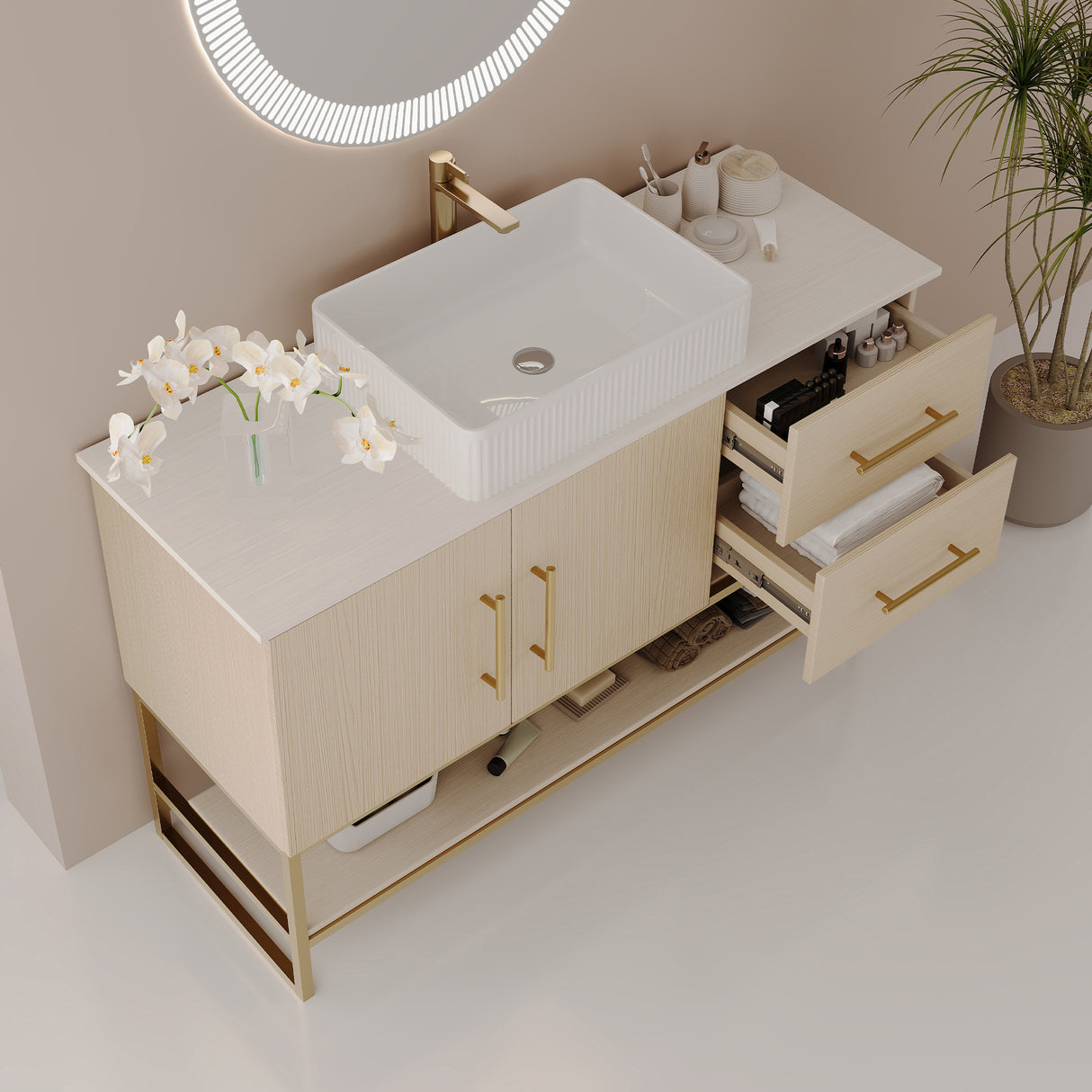 36" Modern Bathroom Vanity with Ceramic Vessel Sink
