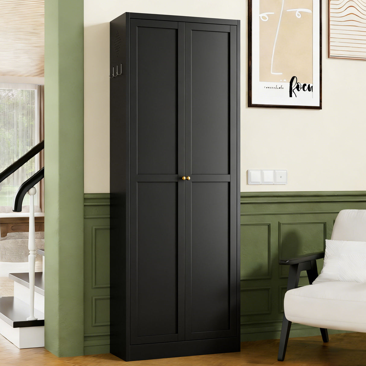 Kitchen Pantry Cabinet With 4 Adjustable Shelves, Heavy Duty Freestanding Organizer