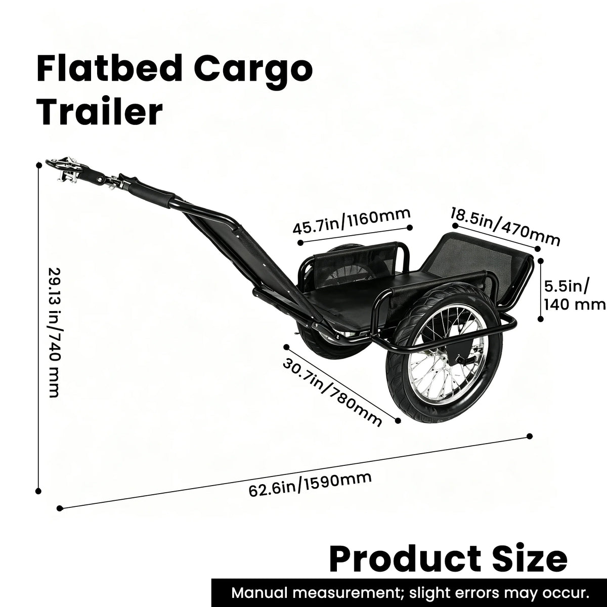 Heavy-Duty Bike Cargo Trailer with Steel Frame – 320 lb Load Capacity