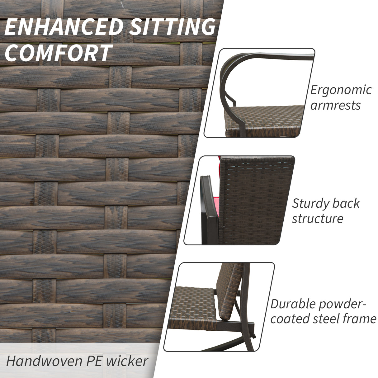 Metal 2-Person Outdoor Patio Rocking Seating Group with Cushions