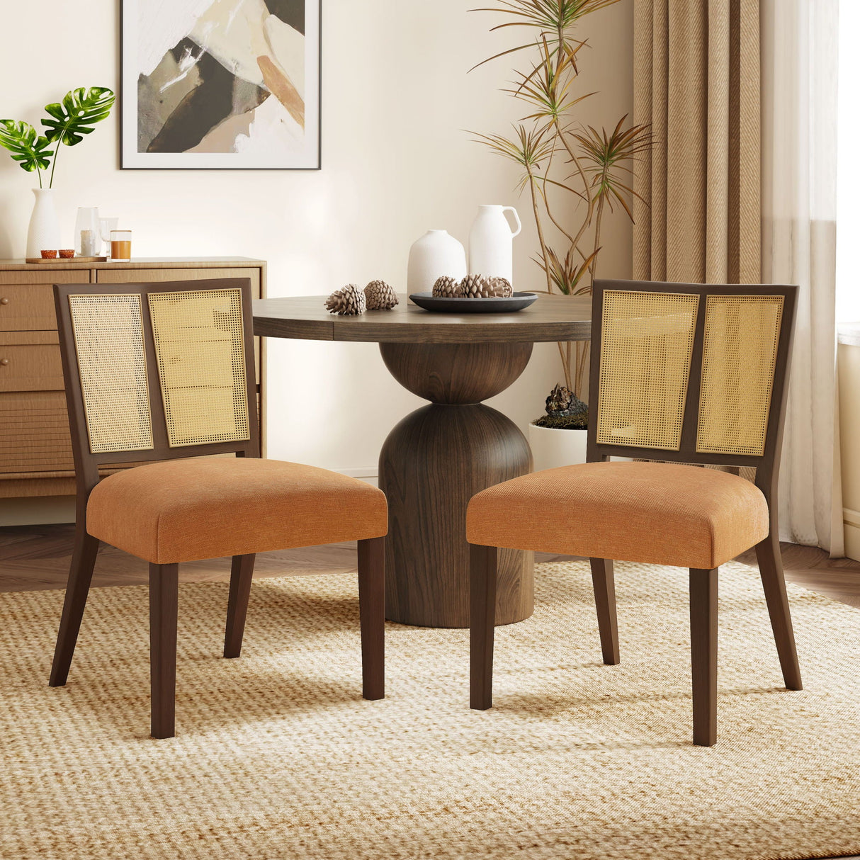 Mid Century Rattan Dining Chair Without Arms Set - Best Buy Furniture