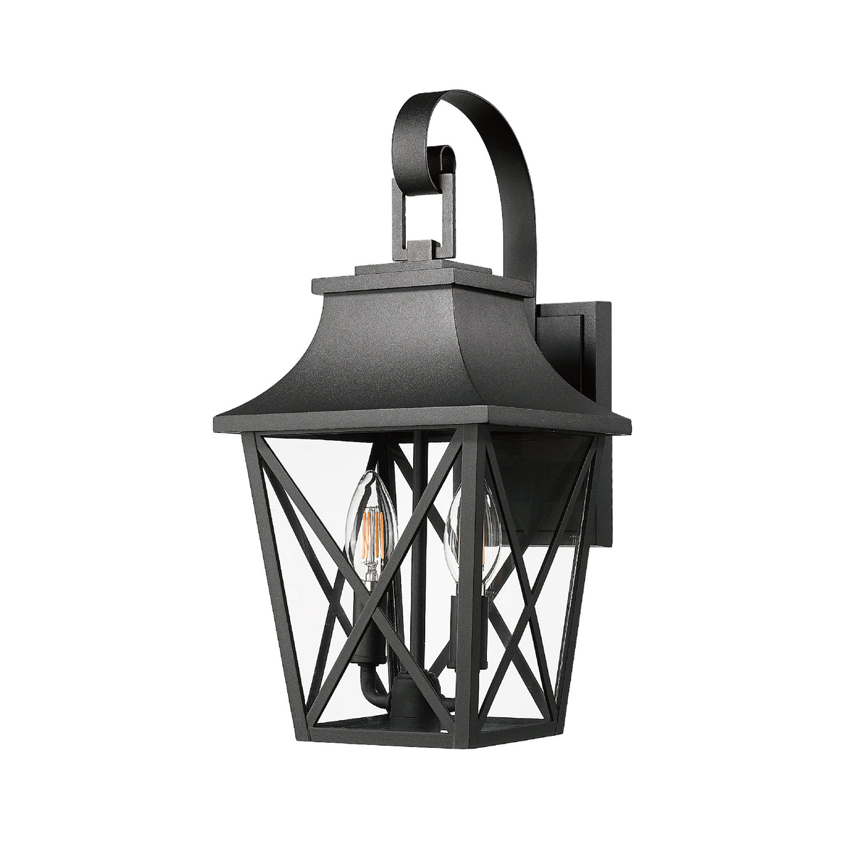 Black Outdoor Wall Lantern 2-Light